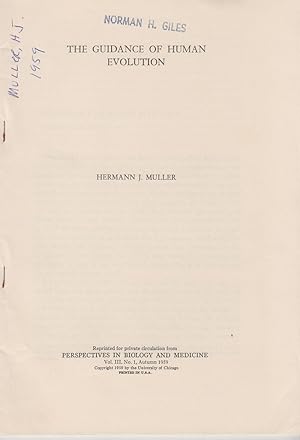 Seller image for The Guidance of Human Evolution by Muller, Hermann J. Herman J. Muller for sale by Robinson Street Books, IOBA