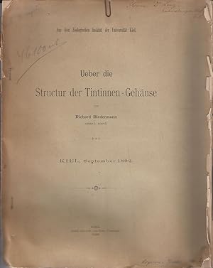 Bild des Verkufers fr Ueber die Structur der Tintinnen-Gehause by Biedermann, Richard zum Verkauf von Robinson Street Books, IOBA