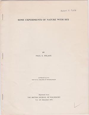 Bild des Verkufers fr Some Experiments of Nature with Sex by Polani, P.E. zum Verkauf von Robinson Street Books, IOBA