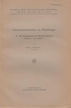 Seller image for Chromosomenstudien an Mischlingen. II. Die Spermatogenese des Bastards Dieranura erminea xD. vinula by Federley, Harry for sale by Robinson Street Books, IOBA