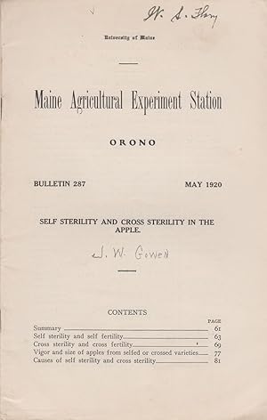 Seller image for Self-Sterility and Cross Sterility in the Apple by Gowen, J.W. for sale by Robinson Street Books, IOBA