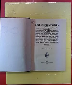 Immagine del venditore per Biochemische Zeitschrift. Beitrge zur chemischen Physiologie und Pathologie. FNFUNDACHTZIGSTER BAND venduto da biblion2