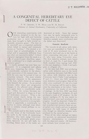 Seller image for A Congenital Hereditary Eye Defect Of Cattle by Gregory, P. W, Mead, S. W, Regan W, M for sale by Robinson Street Books, IOBA