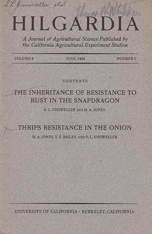 Imagen del vendedor de The Inheritance of Resistance To Rust In The Snapdragon and Thrips Resistance In The Onion by Emsweller, S. L., Jones, H. A., Bailey, S. F. a la venta por Robinson Street Books, IOBA