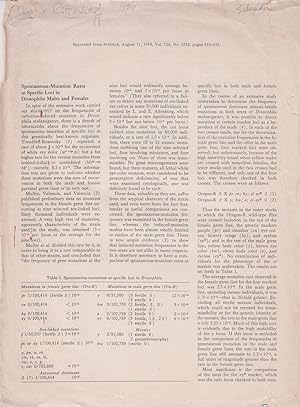 Imagen del vendedor de Spontaneous- Mutation Rates at Specific Loci in Drosophila Males and Females by Glass, Bentley., Ritterhoff, Rebecca. K. a la venta por Robinson Street Books, IOBA