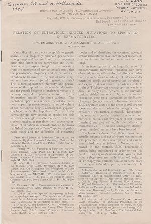 Seller image for Relation Of Ultraviolet- Induced Mutations To Speciation In Dermatophytes by Emmons, C. W., Hollaender, Alexander. for sale by Robinson Street Books, IOBA