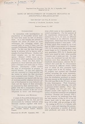 Seller image for Rate Of Development Of Viability Mutants In Drosophila Melanogaster by Bonnier, Gert., Jonsson, Ulla. B. for sale by Robinson Street Books, IOBA