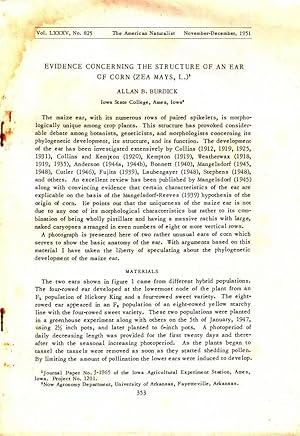 Seller image for Evidence Concerning The Structure Of An Ear Of Corn (Zea Mays, L.) by Burdick, Allan. B. for sale by Robinson Street Books, IOBA