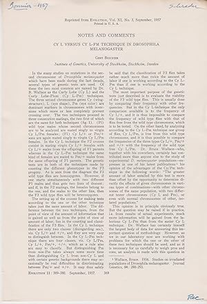 Seller image for Notes And Comments Cy L Versus Cy L-PM Technique In Drosophila Melanogaster by Bonnier, Gert for sale by Robinson Street Books, IOBA