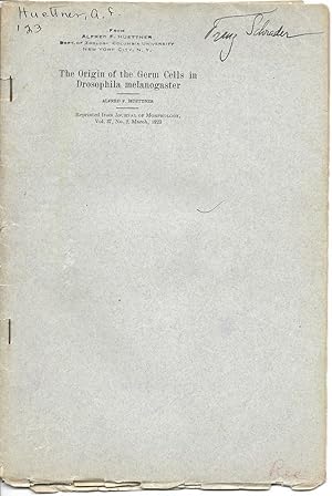 Seller image for The Origin of the Germ Cells in Drosophila melanogaster by Huettner, Alfred F. for sale by Robinson Street Books, IOBA