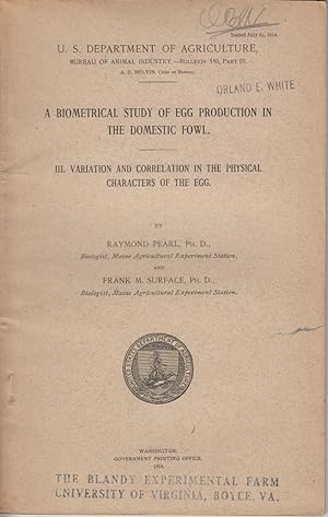 Seller image for III. Variation and Correlation in the Physical Characters of the Egg by Pearl, Raymond; Surface, Frank M. for sale by Robinson Street Books, IOBA