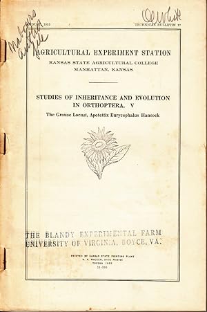 Seller image for Studies of Inheritance and Evolution in Orthoptera. V. by Nabours, Robert K. for sale by Robinson Street Books, IOBA
