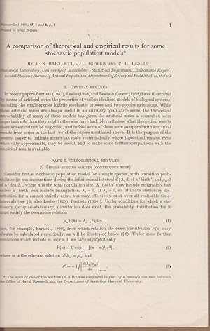 Immagine del venditore per A Comparison of Theoretical & Empirical Results for Some Stochastic Population Models by Bartlett, M.S.; Gower, J.C.; Leslie, P.H. venduto da Robinson Street Books, IOBA