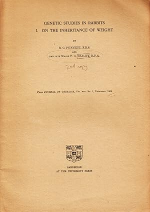 Imagen del vendedor de Genetic Studies in Rabbits I. On the Inheritance of Weight by Punnett, R.C.; Bailey, P.G. a la venta por Robinson Street Books, IOBA