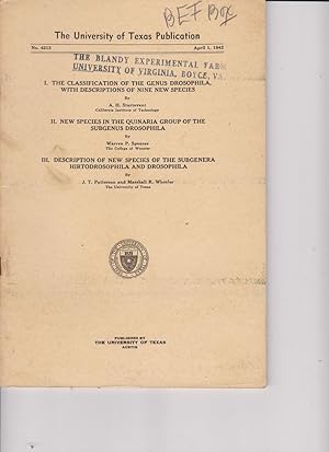 Bild des Verkufers fr The Classification of the Genus Drosophila, with Descriptions of Nine New Species by Sturtevant, A. H.; Spencer, Warren P.; Patterson, J. T.; Wheeler, Marshall R. zum Verkauf von Robinson Street Books, IOBA