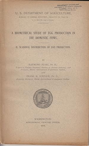 Seller image for II. Seasonal Distribution of Egg Production by Pearl, Raymond; Surface, Frank M. for sale by Robinson Street Books, IOBA