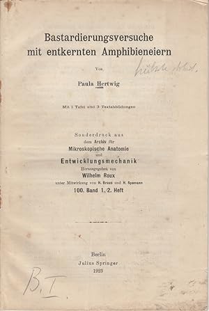 Bild des Verkufers fr Bastardierungsversuche mit entkernten Amphibieneiern by Hertwig, Paula zum Verkauf von Robinson Street Books, IOBA