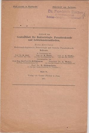 Bild des Verkufers fr Medizinisch-Hygienische Bakteriologie und Tierische Parasitenkunde by Gildemeister, E. zum Verkauf von Robinson Street Books, IOBA