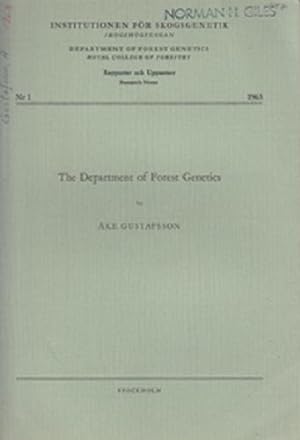 Seller image for The Department of Forest Genetics by Gustafsson, Ake for sale by Robinson Street Books, IOBA