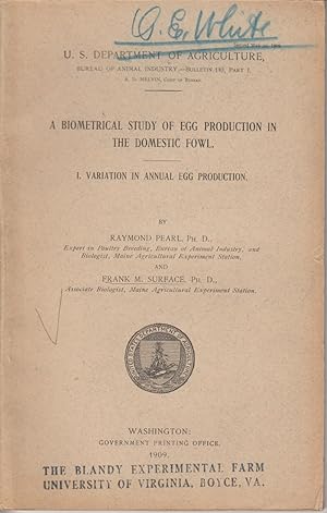 Seller image for I. Variation in Annual Egg Production by Pearl, Raymond; Surface, Frank M. for sale by Robinson Street Books, IOBA