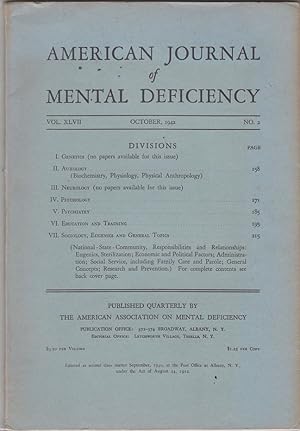 Bild des Verkufers fr American Journal of Mental Deficiency by Humphreys, Edward J. zum Verkauf von Robinson Street Books, IOBA