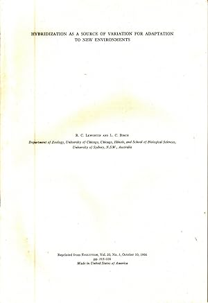 Seller image for Hybridization as a Source of Variation for Adaptation to New Environments by Lewontin, R.C.; Birch, L.C. for sale by Robinson Street Books, IOBA