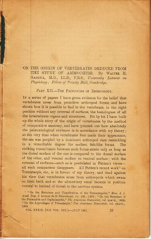 Seller image for On the Origin of Vertebrates Deduced from the Study of Ammocoetes by Gaskell, Walter H. for sale by Robinson Street Books, IOBA