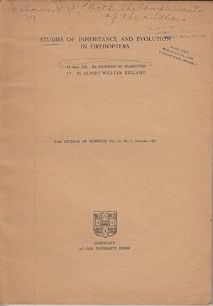 Seller image for Studies of Inheritance and Evolution in Orthoptera, I, II and III by Nabours, Robert K.; Bellamy, Albert William for sale by Robinson Street Books, IOBA