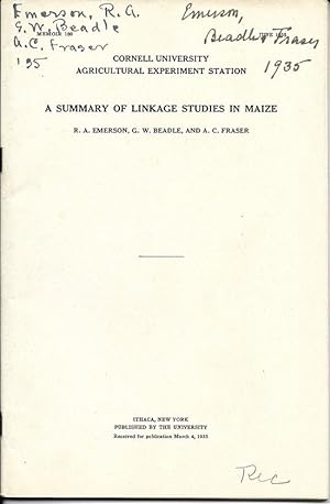 Bild des Verkufers fr A Summary of Linkage Studies in Maize by Emerson, R. A.; Beadle, G. W.; Fraser, A. C. zum Verkauf von Robinson Street Books, IOBA