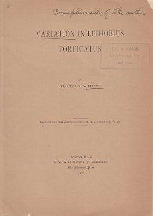 Variations in Lithobius Forficatus by Williams, Stephen R.