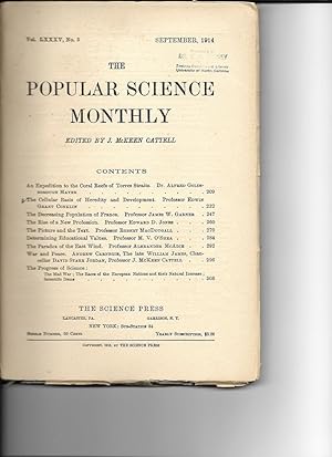 Bild des Verkufers fr The Popular Science Monthly, Vol. LXXXV, No. 3, September 1914 by Cattell, J. McKeen, editor zum Verkauf von Robinson Street Books, IOBA