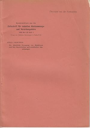 Imagen del vendedor de Die kunstliche Erzeugung von Mutationen und ihre theoretischen und praktischen Auswirkungen by Hertwig, Paula a la venta por Robinson Street Books, IOBA