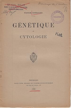 Seller image for Genetique et Cytologie by Gregoire, Victor for sale by Robinson Street Books, IOBA