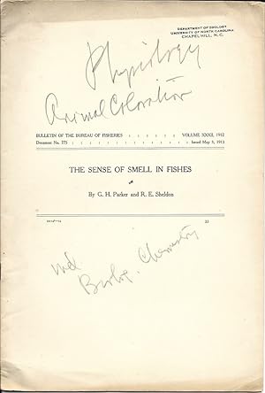 Bild des Verkufers fr The Sense of Smell in Fishes by Parker, G. H.; Sheldon, R .E. zum Verkauf von Robinson Street Books, IOBA