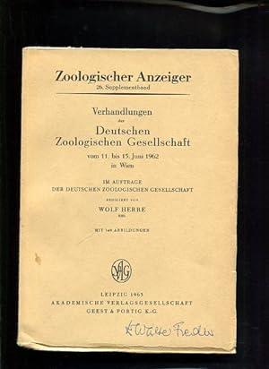 Seller image for Verhandlungen der Deutschen Zoologischen Gesellschaft Band 26 Supplementband vom 11. bis 15. Juni 1962 in Wien Zoologischer Anzeiger for sale by Antiquariat Buchkauz