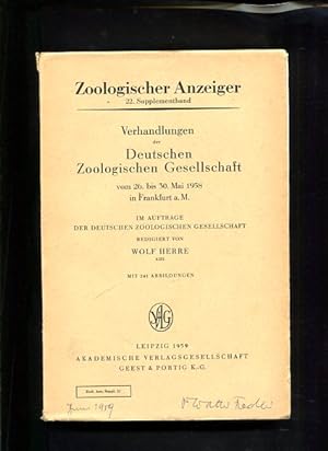 Seller image for Verhandlungen der Deutschen Zoologischen Gesellschaft Band 22 Supplementband vom 26. - 30. Mai 1958 in Frankfurt am MAin Zoologischer Anzeiger for sale by Antiquariat Buchkauz