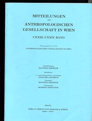 Mitteilungen der Anthropologischen Gesellschaft. CXXIII./CXXIV. Band. Hrsgg. von der Anthropologi...