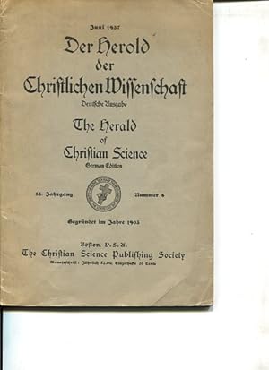 Bild des Verkufers fr Der Herold der Christlichen Wissenschaft. Juni 1937. Deutsche Ausgabe. 35. Jahrgang, Nr. 6. zum Verkauf von Antiquariat Buchkauz