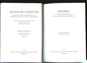 Imagen del vendedor de Dramen von Clemens Brentano und Ludwid Achim von Arnim. Deutsche Literatur in Entwicklungsreihen; Reihe Romantik, Band 21. a la venta por Antiquariat Buchkauz