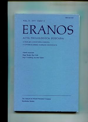 Imagen del vendedor de Eranos. Acta Philologica Suecana. A Vilelmo Lundstrm Condita. A Tnnes Kleberg Aliisque Continuata. Vol. 75 Fasc. 2. a la venta por Antiquariat Buchkauz