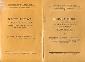 Deutschsüdtirol - 3 Vorträge. 2 Hefte (Heft I und Heft II). Schriften des Insttutes für Statistik...