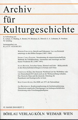 Bild des Verkufers fr Archiv fr Kulturgeschichte 92. Band, Heft 2 zum Verkauf von Antiquariat Buchkauz