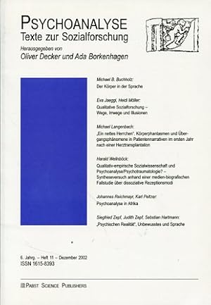 Bild des Verkufers fr Psychoanalyse - Texte zur Sozialforschung - 6.Jahrgang - Heft 11 - Dezember 2002. zum Verkauf von Antiquariat Buchkauz