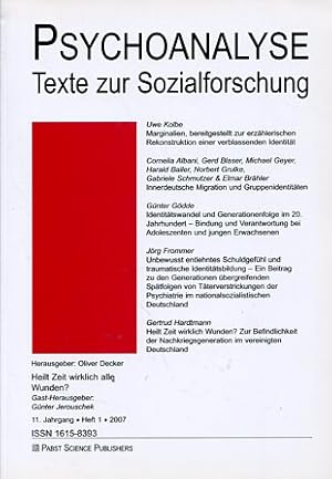 Bild des Verkufers fr Psychoanalyse - Texte zur Sozialforschung - 11.Jahrgang - Heft 1 - Dezember 2007. zum Verkauf von Antiquariat Buchkauz
