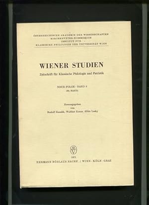 Bild des Verkufers fr Wiener Studien Neue Folge Band 5. - 84 Band. Zeitschrift fr Klassische Philologie und Patrisik - sterreichische Akademie der Wissenschaften. zum Verkauf von Antiquariat Buchkauz