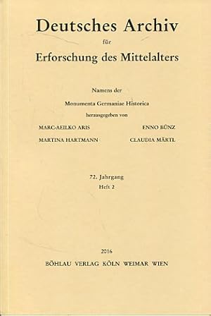 Image du vendeur pour Deutsches Archiv fr Erforschung des Mittelalters - 72 Jahrgang Heft 2. Namens der Monumenta Germaniae Historica. mis en vente par Antiquariat Buchkauz