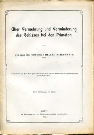 Image du vendeur pour ber Vermehrung und Verminderung des Gebisses bei den Primaten. mis en vente par Antiquariat Buchkauz