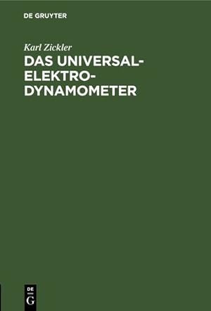 Seller image for Das Universal-Elektrodynamometer (German Edition) [Hardcover ] for sale by booksXpress