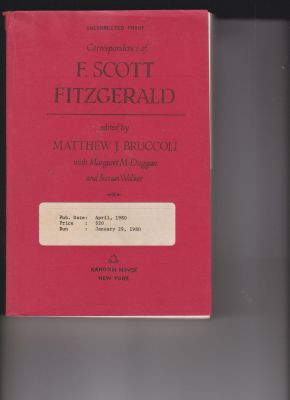 Correspondence of F. Scott Fitzgerald by Bruccoli, Matthew J., editor