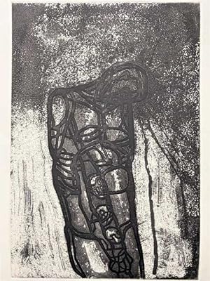 Tod im Bauch. Original Prägerdruck und Aquatinta auf Bütten. 1988. Darstellung ca. 25 x 32 cm, Bl...